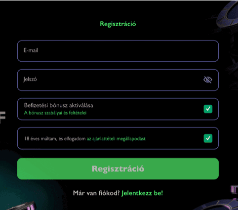 Registration at Betmatch casino